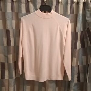 Littlewoods pink acrylic l/s sweater w ribbed collar cuffs & hem Sz 16